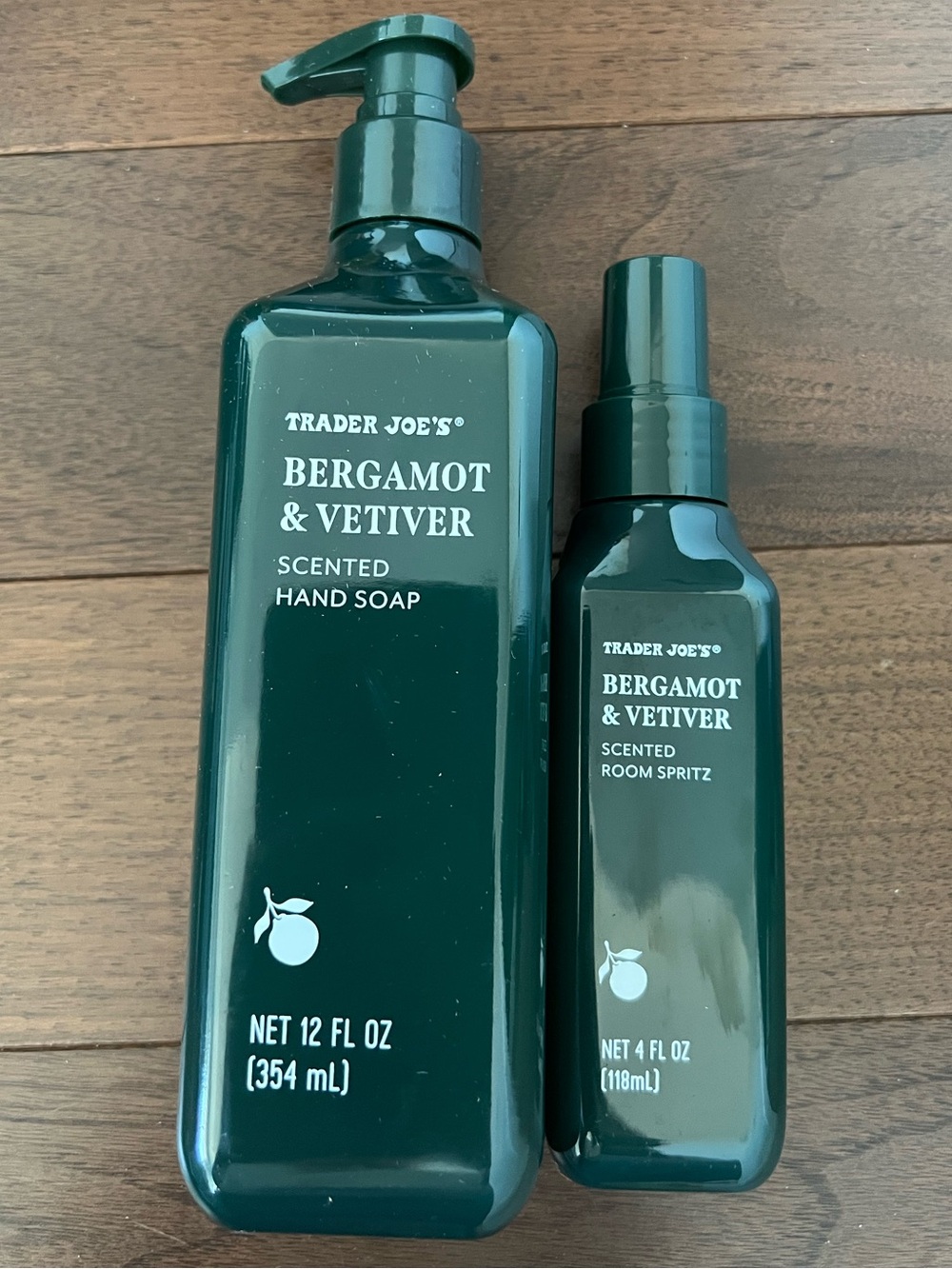 Trader Joe's Bergamot & Vetiver Scented Hand Soap & Room Spray Spritz Set